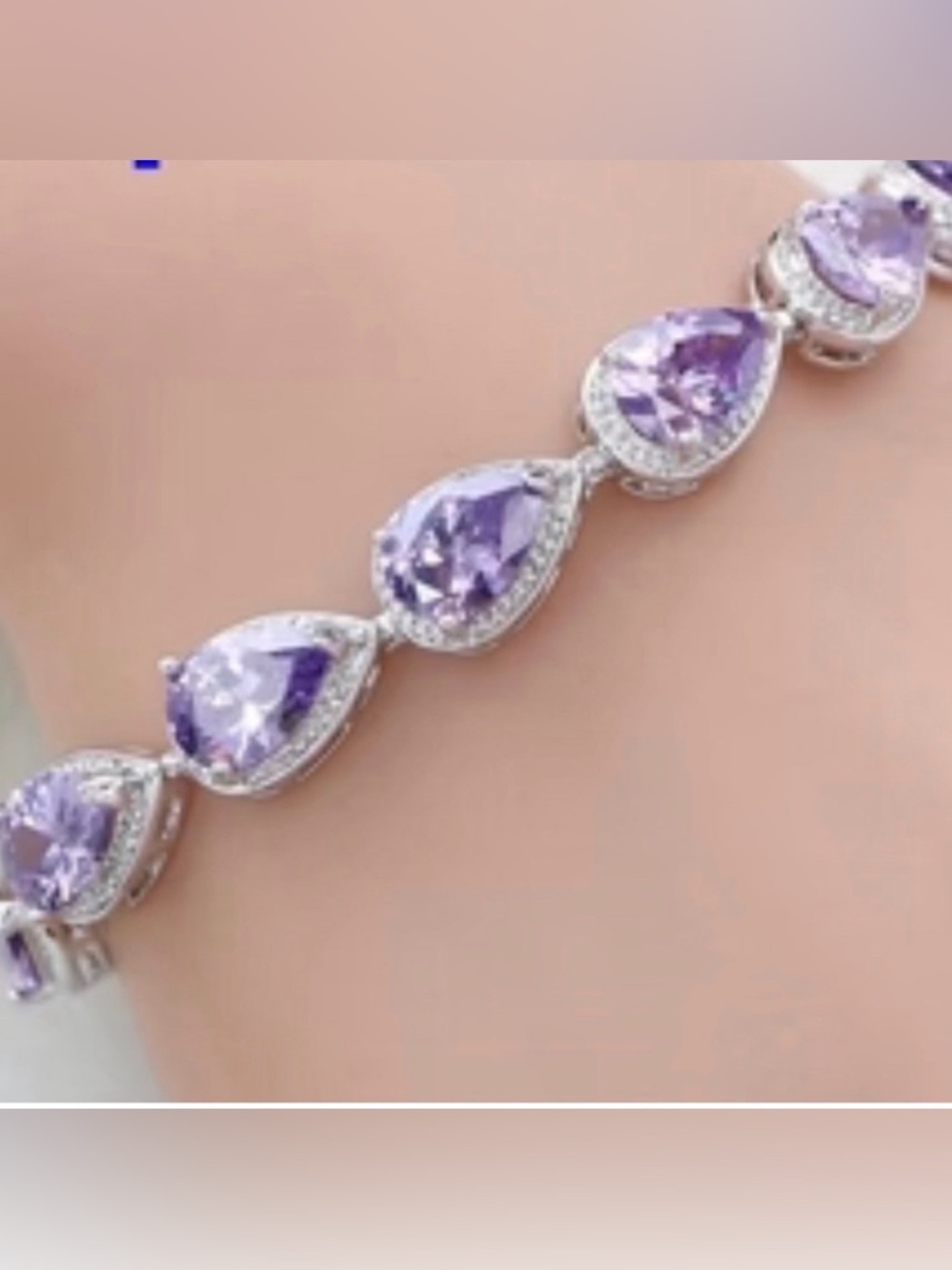 Ladies Bracelet Water Droplet CZ 7 inches w Length Extender-NWOT